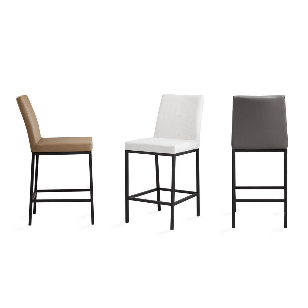 Havana Black Base Counter Chair: Grey Linen
